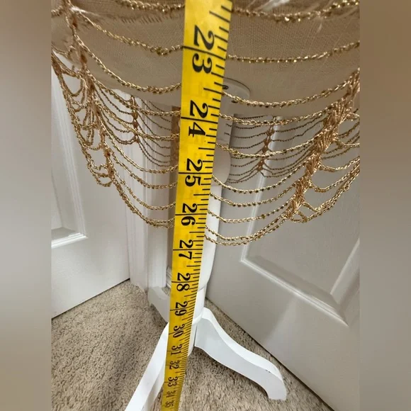 Vintage Gold Mesh Golden Beaded Overlay size L - Picture 8 of 11